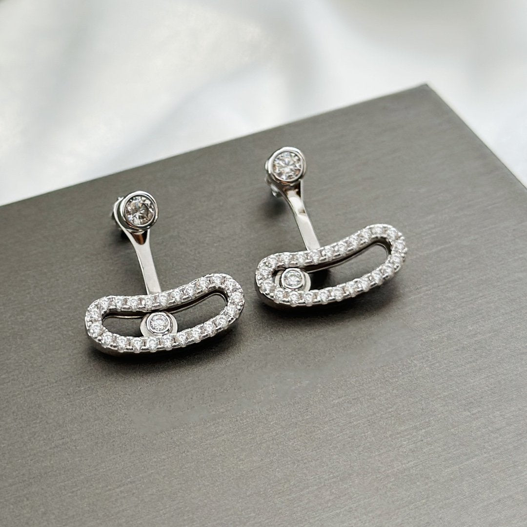 [⭐Clover Jewelry]MOVE UNO SILVER DIAMOND EARRINGS