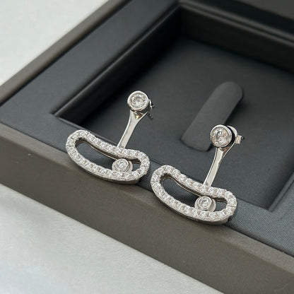 [⭐Clover Jewelry]MOVE UNO SILVER DIAMOND EARRINGS