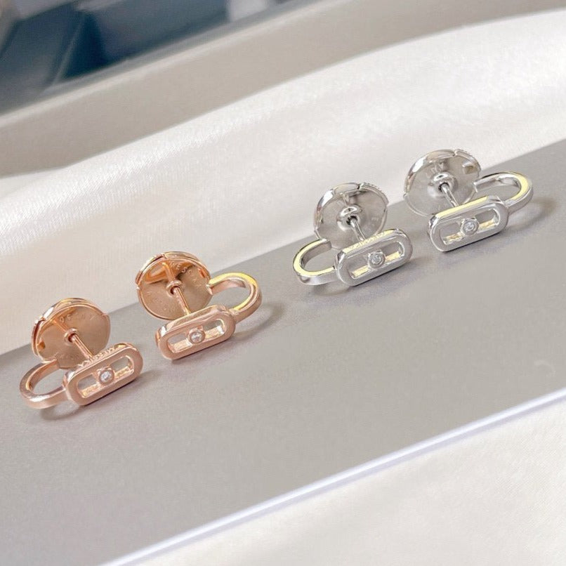 [⭐Clover Jewelry]CREOLES MOVE UNO MINI 1 DIAMOND EARRINGS