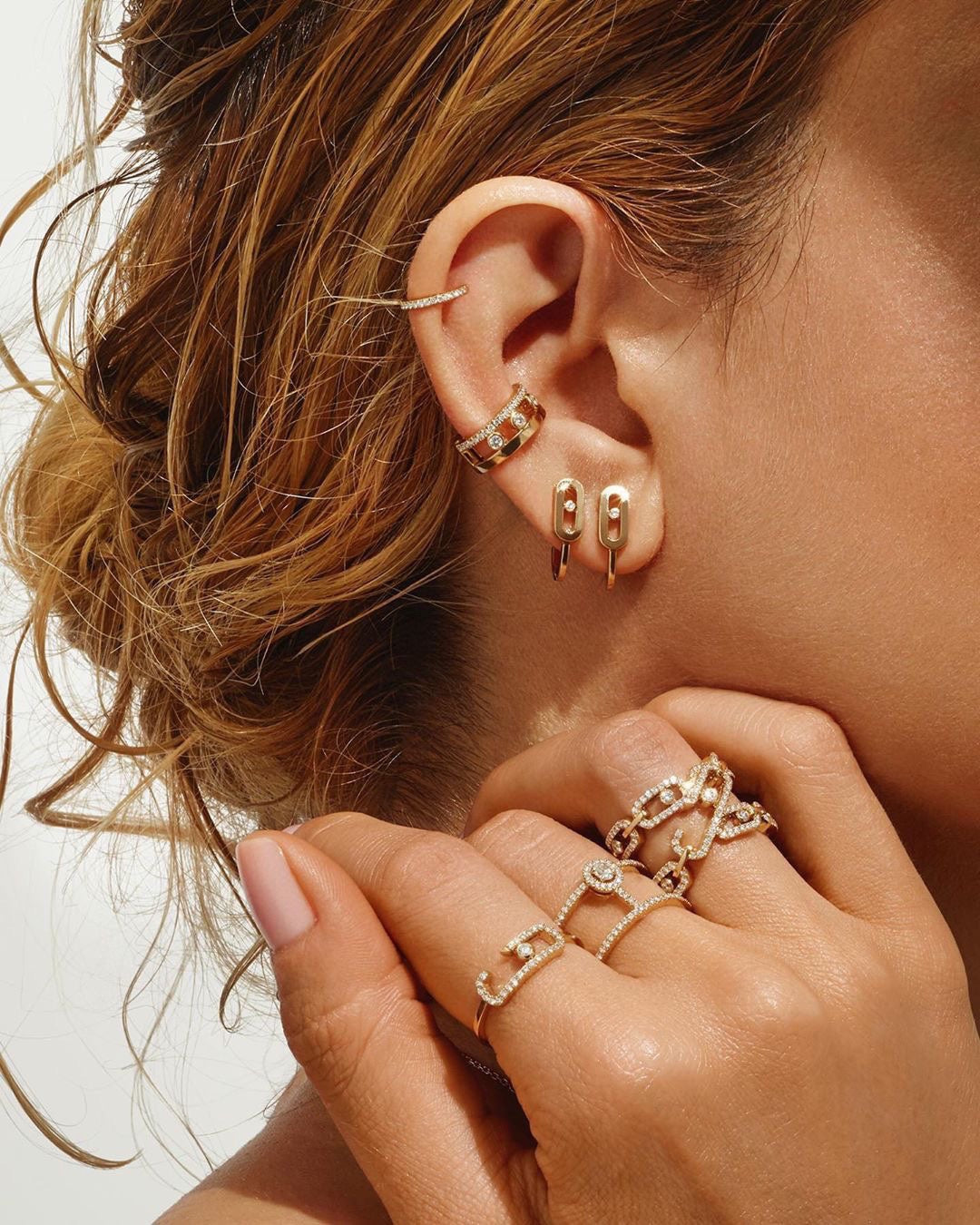 [⭐Clover Jewelry]CREOLES MOVE UNO MINI 1 DIAMOND EARRINGS