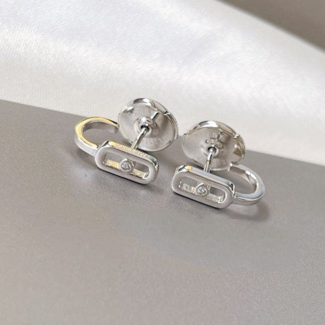 [⭐Clover Jewelry]CREOLES MOVE UNO MINI 1 DIAMOND EARRINGS
