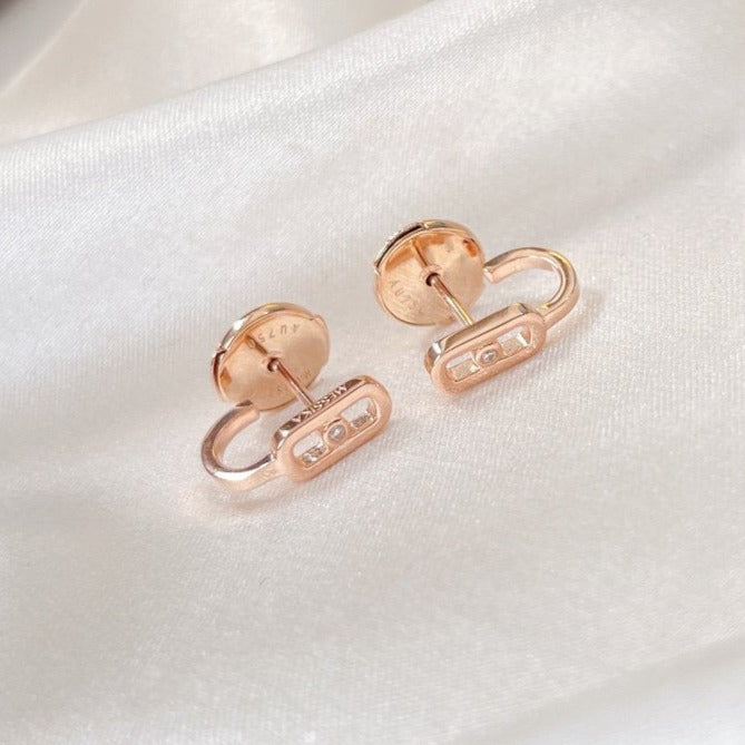 [⭐Clover Jewelry]CREOLES MOVE UNO MINI 1 DIAMOND EARRINGS