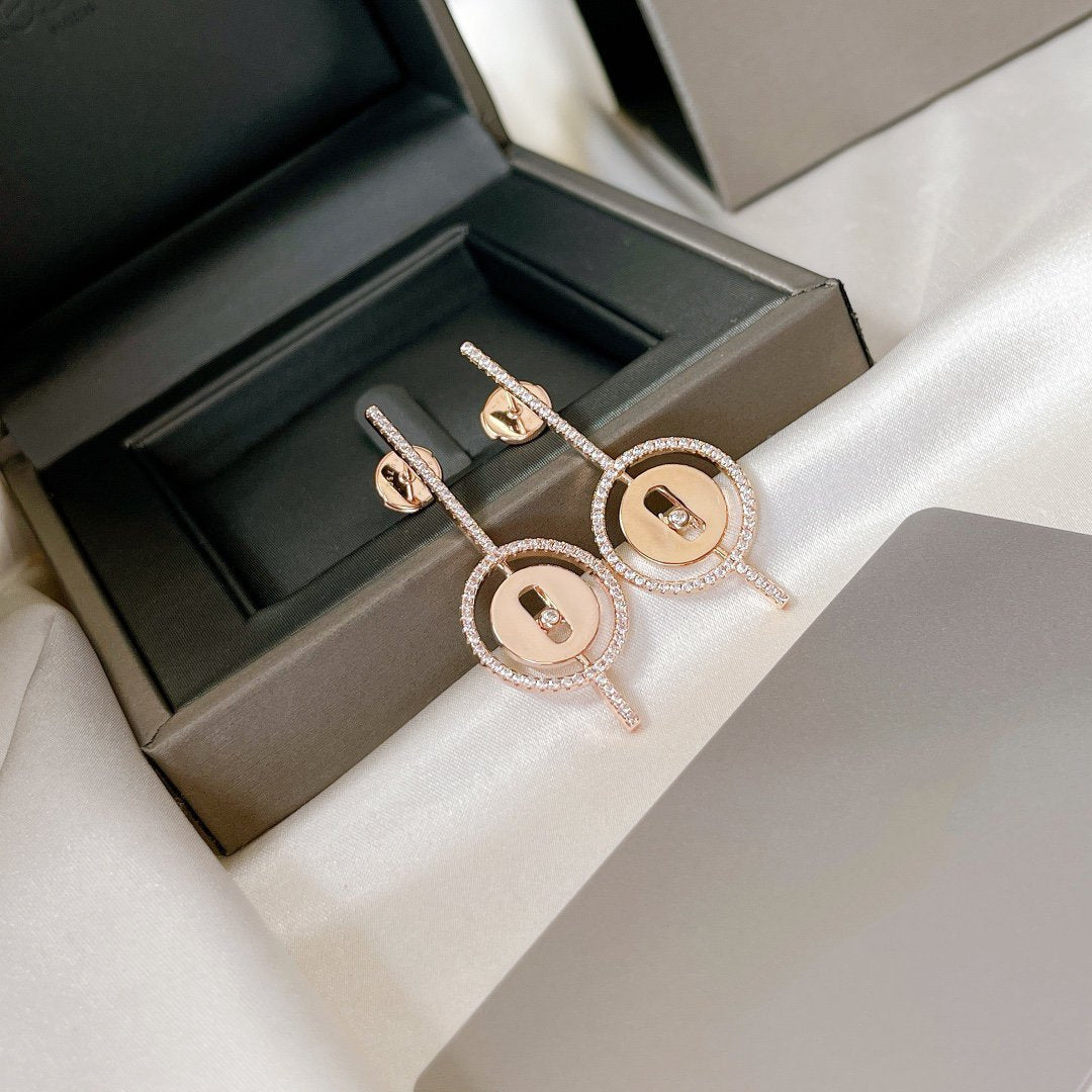 [⭐Clover Jewelry]Demo MOVE ARROW PINK GOLD DIAMOND EARRINGS
