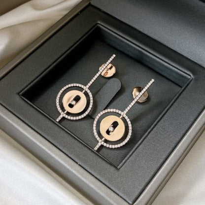 [⭐Clover Jewelry]Demo MOVE ARROW PINK GOLD DIAMOND EARRINGS