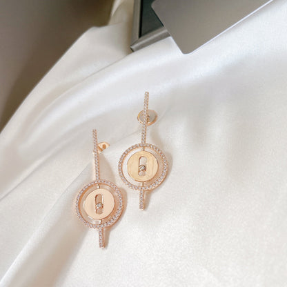 [⭐Clover Jewelry]Demo MOVE ARROW PINK GOLD DIAMOND EARRINGS