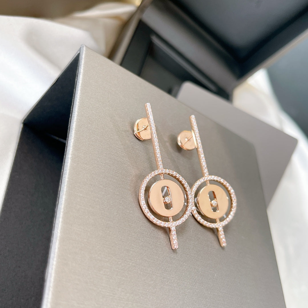 [⭐Clover Jewelry]Demo MOVE ARROW PINK GOLD DIAMOND EARRINGS