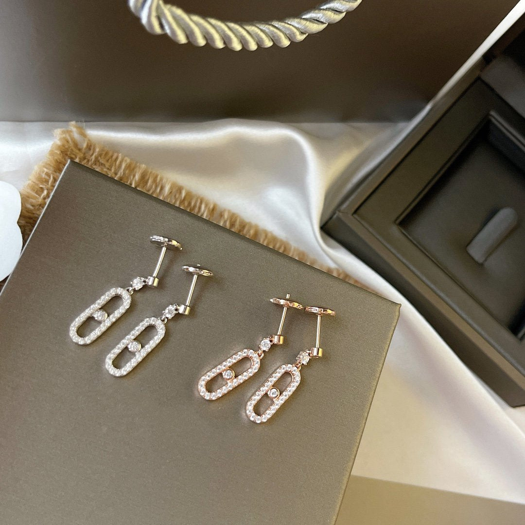 [⭐Clover Jewelry]DORMEUSES MOVE UNO DIAMOND EARRINGS