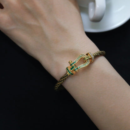 [⭐Clover Jewelry]FORCE 10 GOLD GREEN DIAMOND PAVED