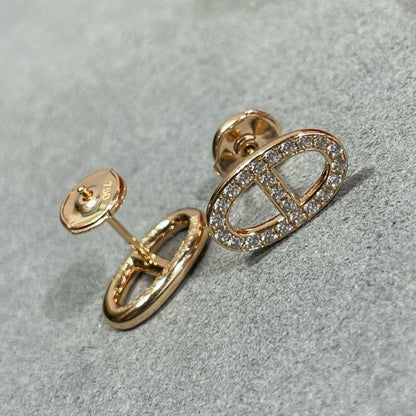 [⭐Clover Jewelry]HM FULL DIAMOND PIG NOSE STUD EARRINGS
