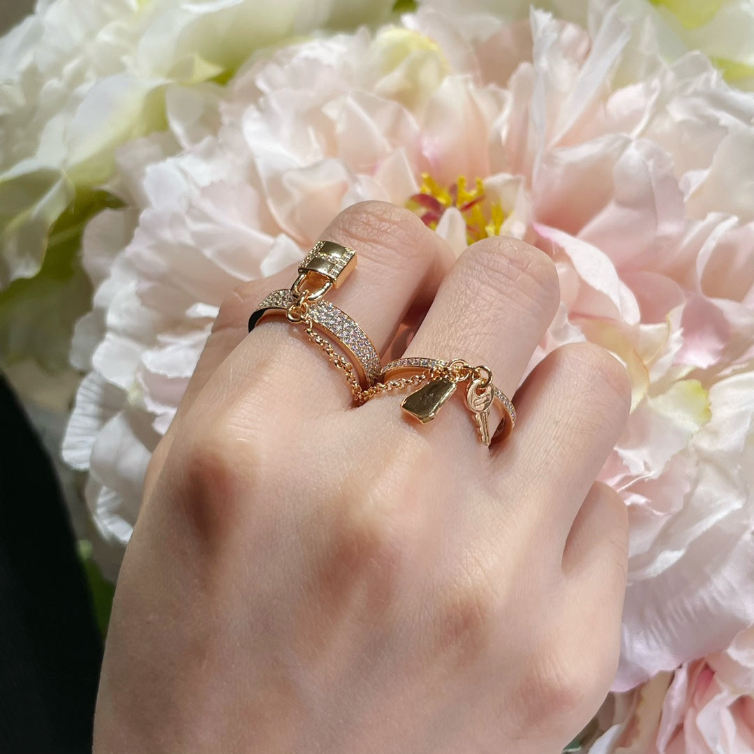 [⭐Clover Jewelry]HM KELLY CLOCHETTE DOUBLE RING IN  WITH DIAMONDS
