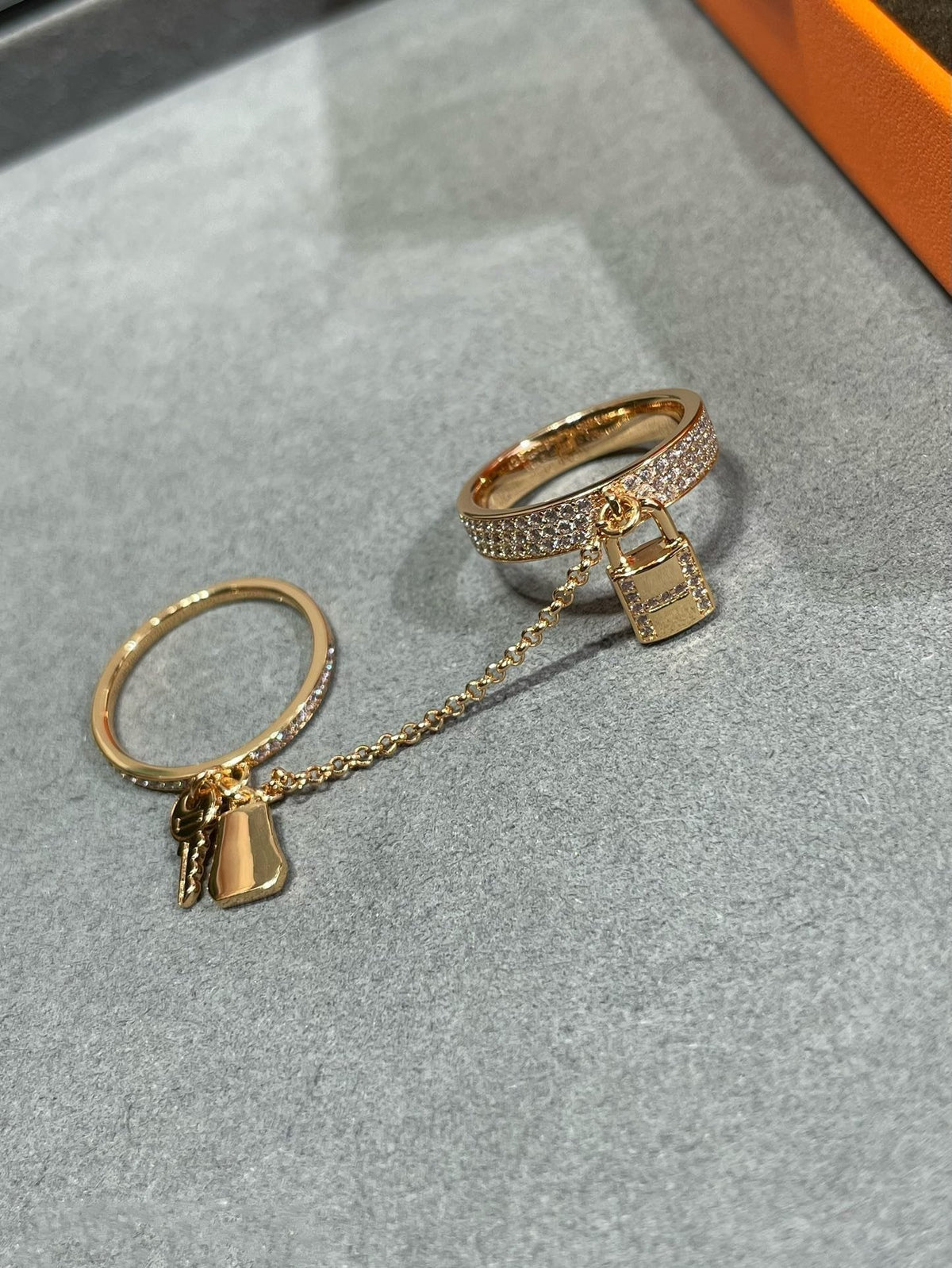 [⭐Clover Jewelry]HM KELLY CLOCHETTE DOUBLE RING IN  WITH DIAMONDS