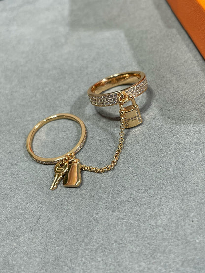 [⭐Clover Jewelry]HM KELLY CLOCHETTE DOUBLE RING IN  WITH DIAMONDS