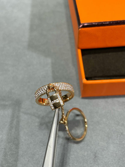 [⭐Clover Jewelry]HM KELLY CLOCHETTE DOUBLE RING IN  WITH DIAMONDS
