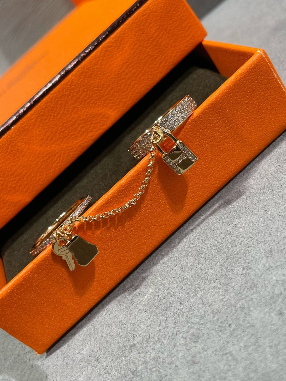 [⭐Clover Jewelry]HM KELLY CLOCHETTE DOUBLE RING IN  WITH DIAMONDS