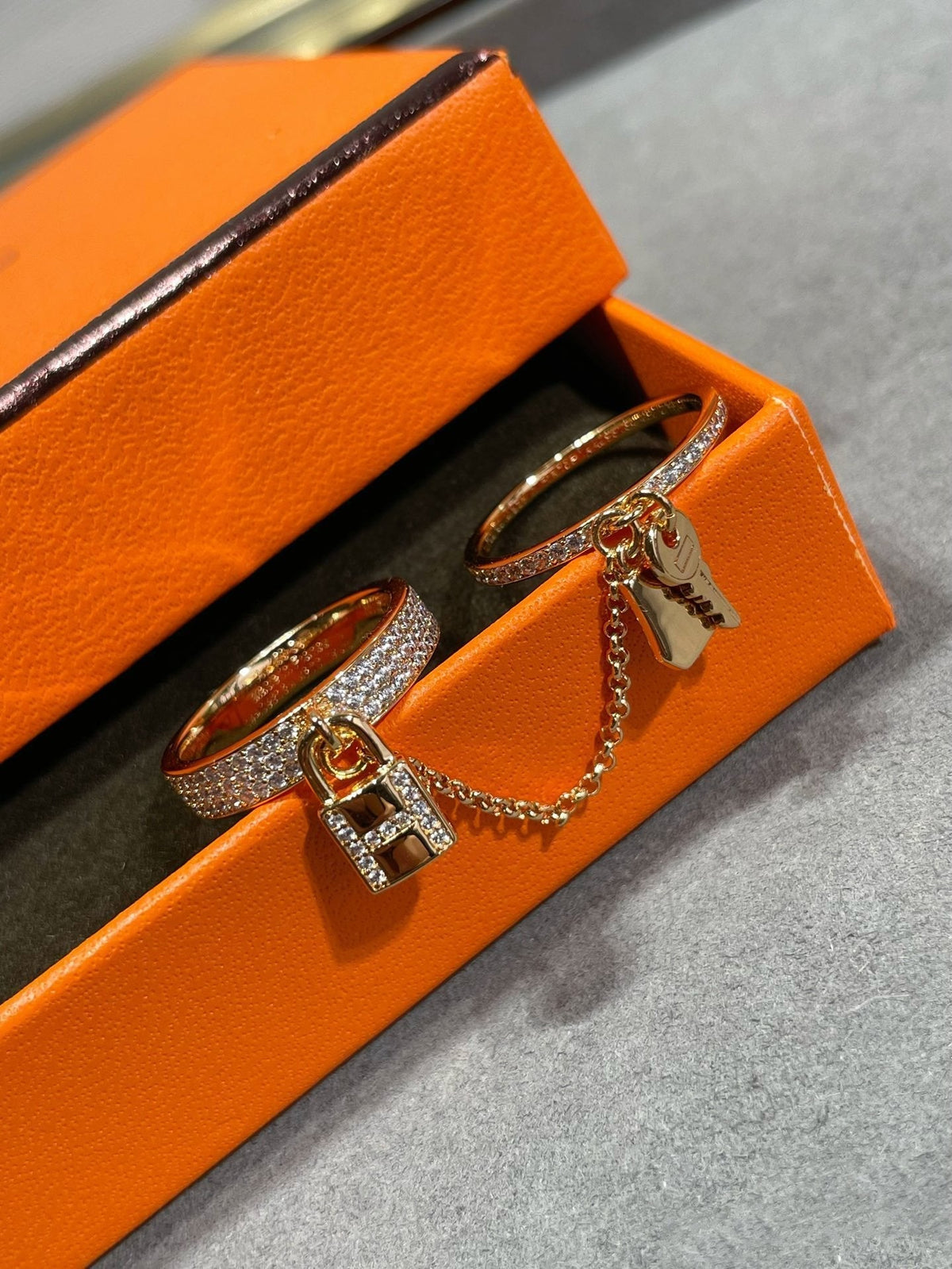 [⭐Clover Jewelry]HM KELLY CLOCHETTE DOUBLE RING IN  WITH DIAMONDS