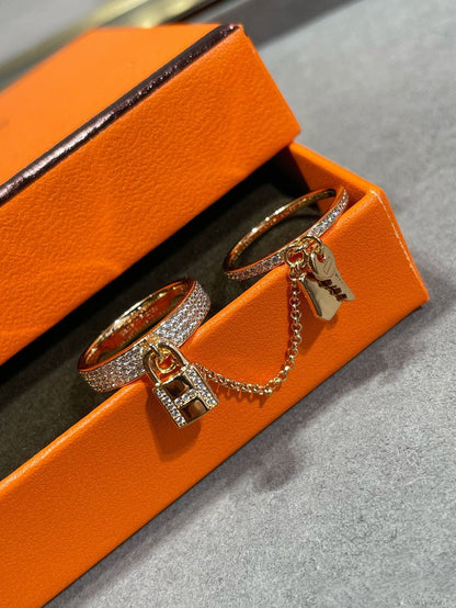 [⭐Clover Jewelry]HM KELLY CLOCHETTE DOUBLE RING IN  WITH DIAMONDS