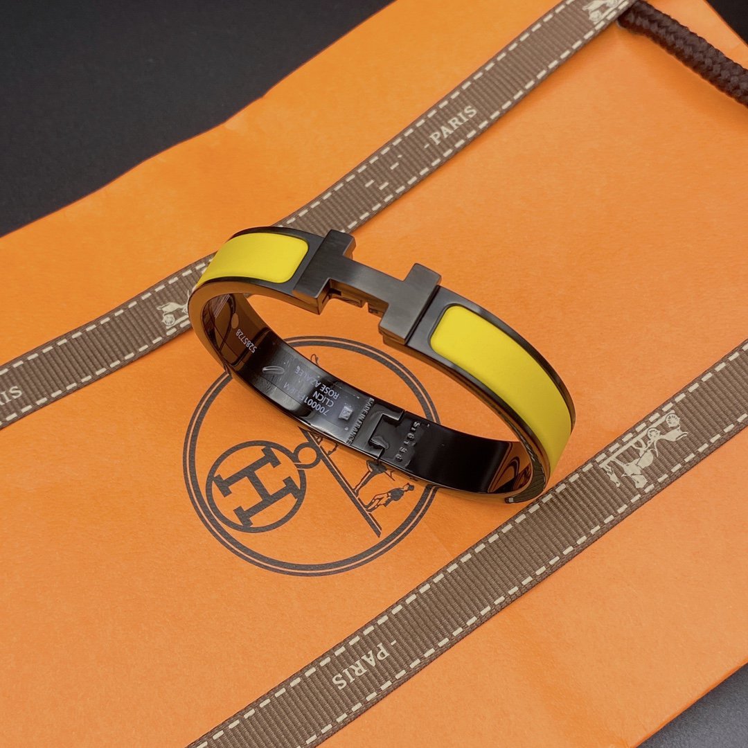 [⭐Clover Jewelry]CLIC HM SO BLACK YELLOW BRACELET