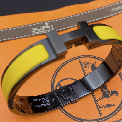 [⭐Clover Jewelry]CLIC HM SO BLACK YELLOW BRACELET
