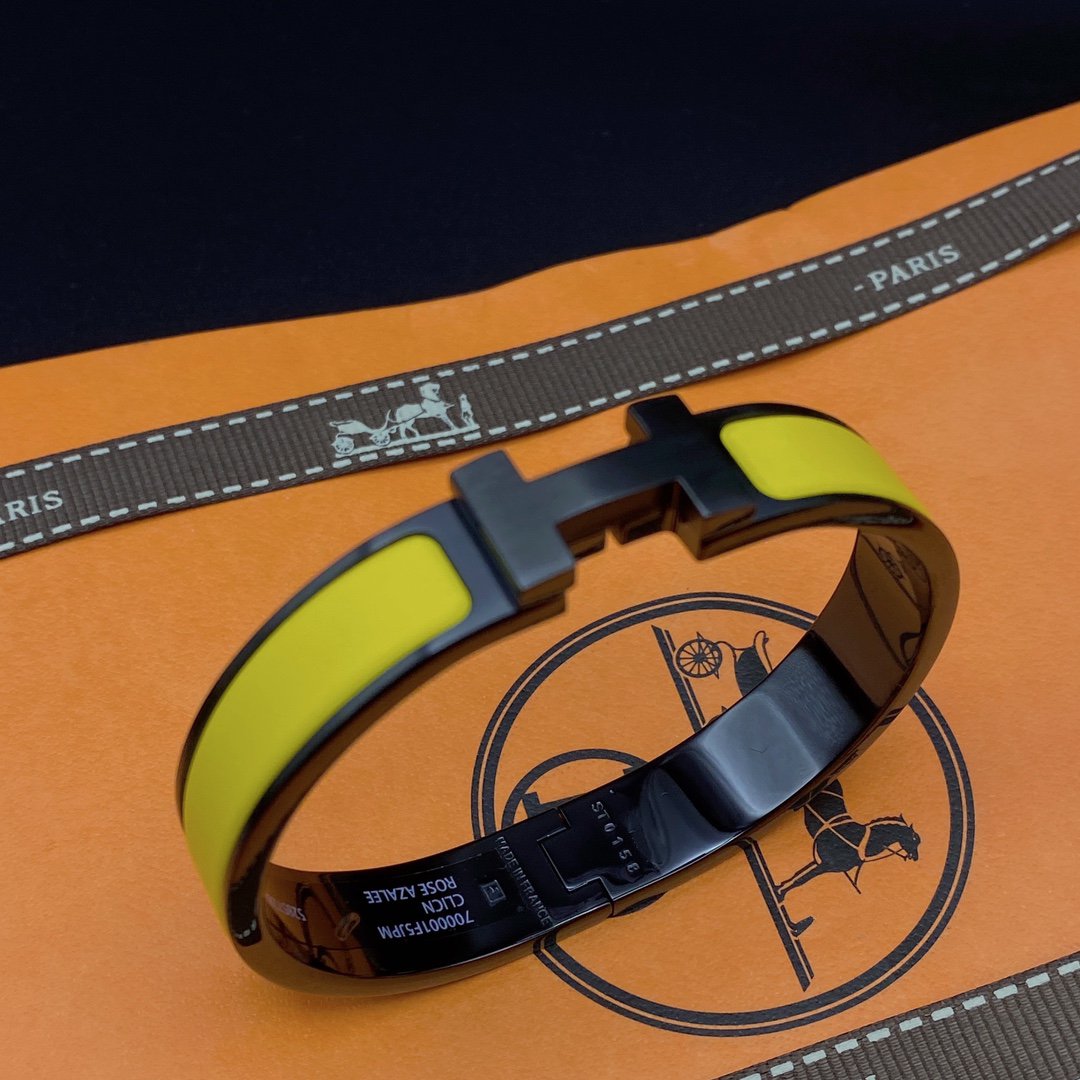 [⭐Clover Jewelry]CLIC HM SO BLACK YELLOW BRACELET