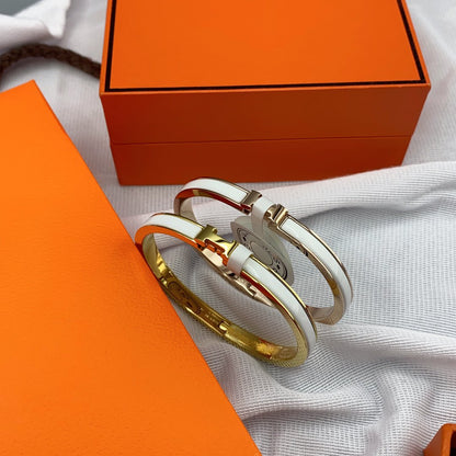 [⭐Clover Jewelry]CLASSIC HM CLIC WHITE 8MM ENAMEL BRACELET