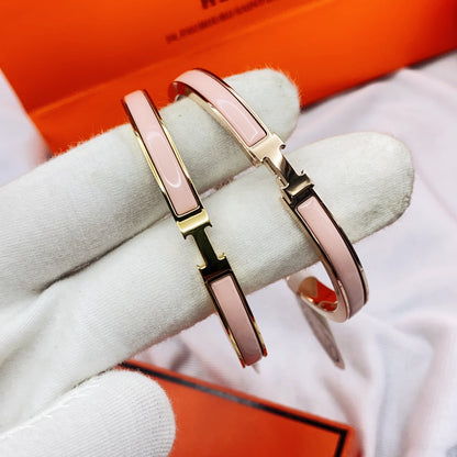 [⭐Clover Jewelry]CLASSIC HM CLIC  PINK 8MM ENAMEL BRACELET