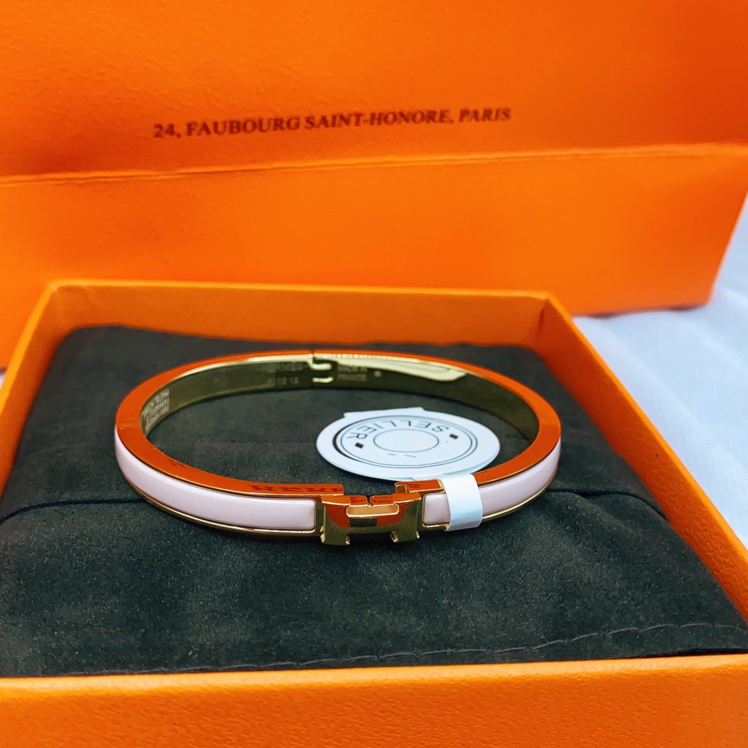 [⭐Clover Jewelry]CLASSIC HM CLIC  PINK 8MM ENAMEL BRACELET