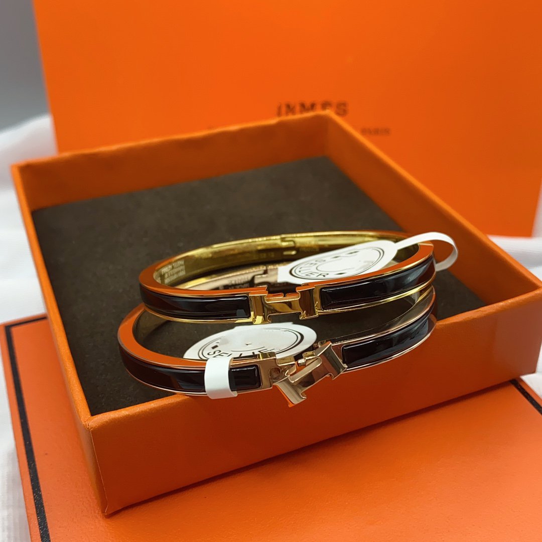 [⭐Clover Jewelry]CLASSIC HM CLIC BLACK 8MM ENAMEL BRACELET
