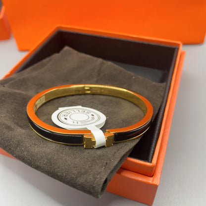 [⭐Clover Jewelry]CLASSIC HM CLIC BLACK 8MM ENAMEL BRACELET