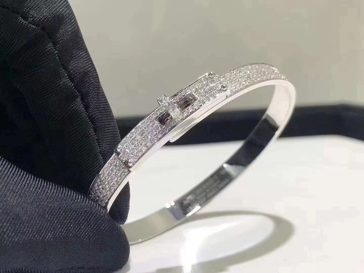 [⭐Clover Jewelry]HM KELLY BRACELET IN SILVER AND FULL PAVE DIAMOND