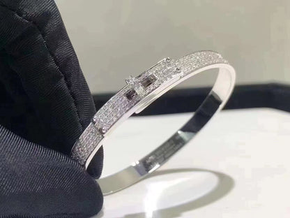 [⭐Clover Jewelry]HM KELLY BRACELET IN SILVER AND FULL PAVE DIAMOND