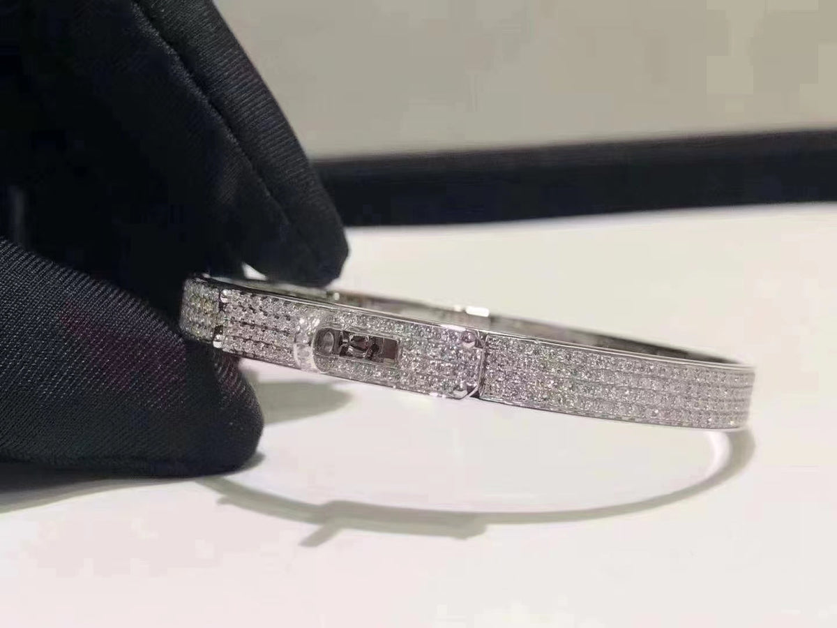 [⭐Clover Jewelry]HM KELLY BRACELET IN SILVER AND FULL PAVE DIAMOND