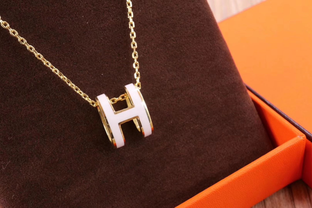 [⭐Clover Jewelry]HM CLIC YELLOW ENAMEL GOLD NECKLACE