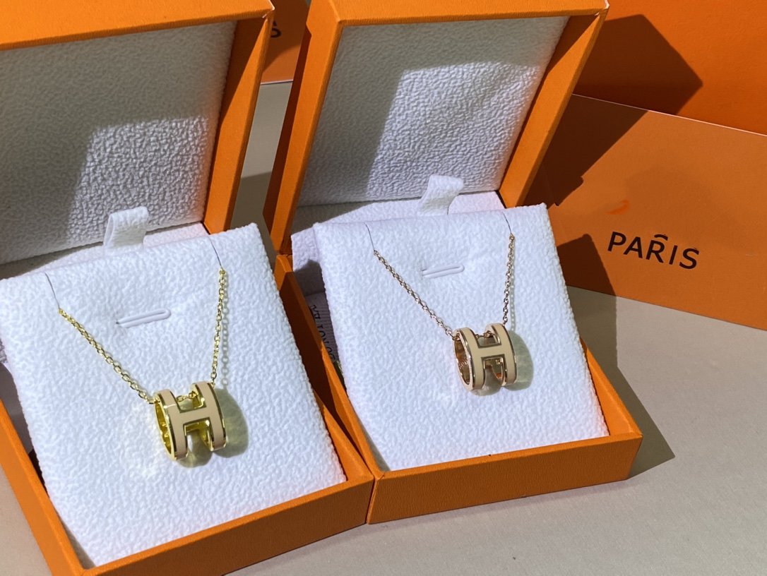 [⭐Clover Jewelry]HM CLIC YELLOW ENAMEL GOLD NECKLACE