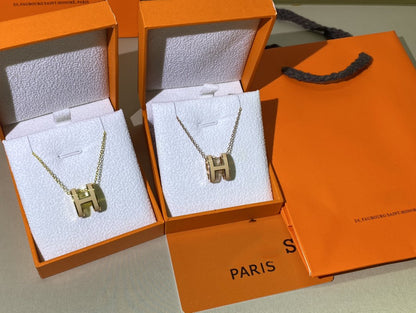[⭐Clover Jewelry]HM CLIC YELLOW ENAMEL GOLD NECKLACE