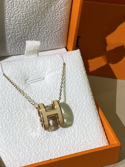[⭐Clover Jewelry]HM CLIC YELLOW ENAMEL GOLD NECKLACE
