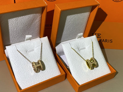 [⭐Clover Jewelry]HM CLIC YELLOW ENAMEL GOLD NECKLACE