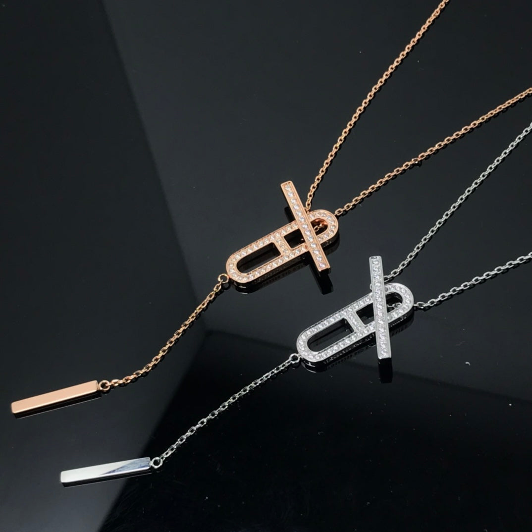 [⭐Clover Jewelry]HM NECKLACE PLATINUM ROSE GOLD DIAMOND