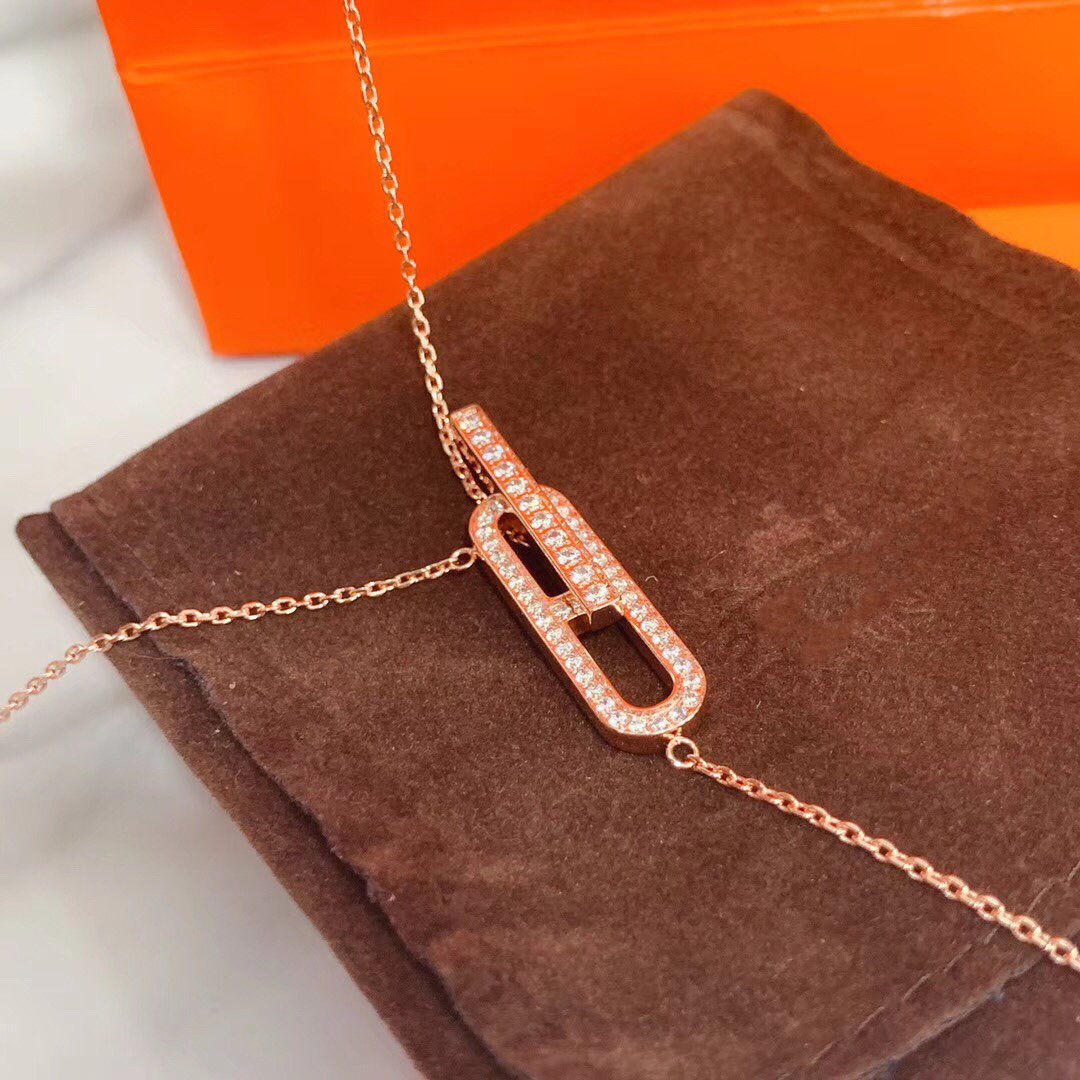 [⭐Clover Jewelry]HM NECKLACE PLATINUM ROSE GOLD DIAMOND