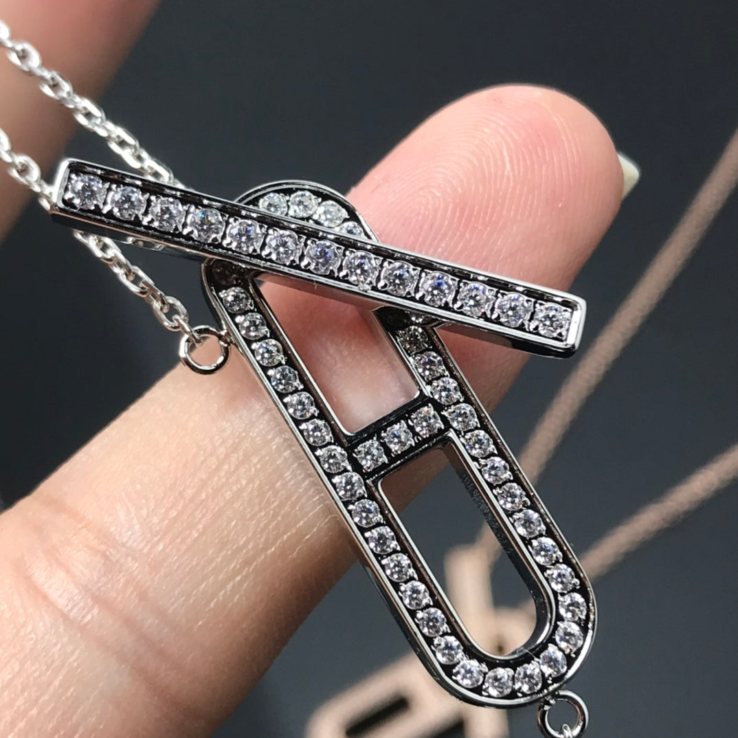 [⭐Clover Jewelry]HM NECKLACE PLATINUM ROSE GOLD DIAMOND