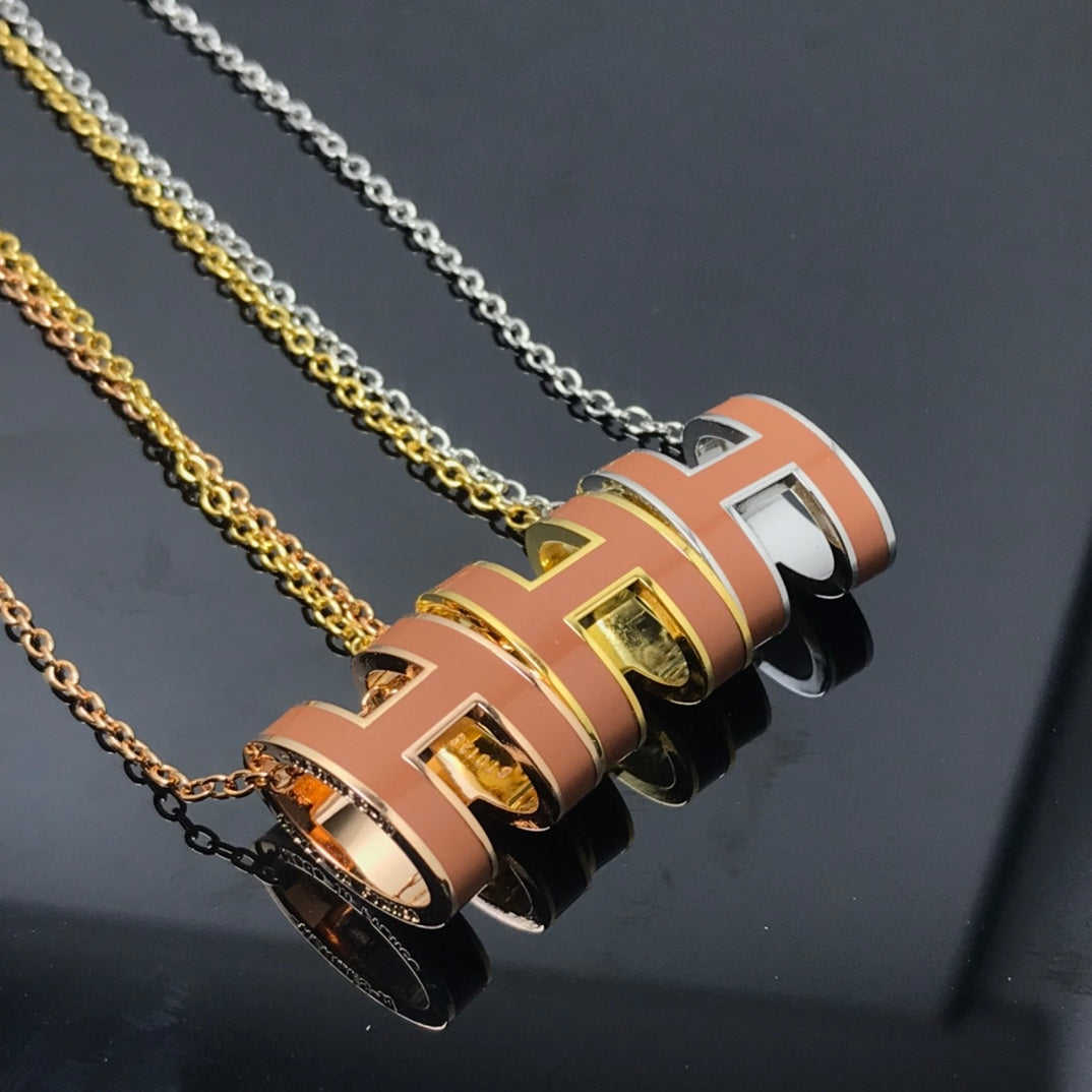 [⭐Clover Jewelry]H NECKLACE BROWN