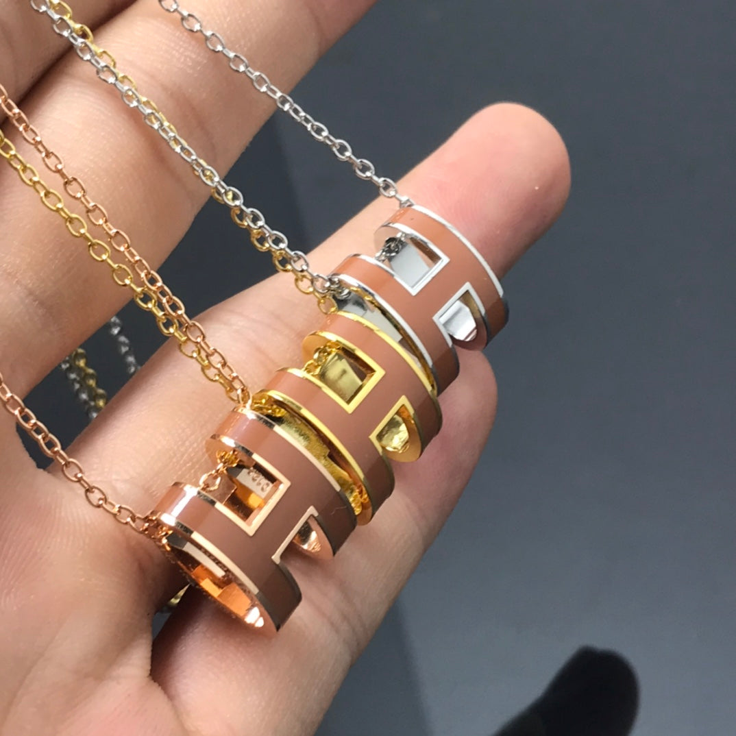 [⭐Clover Jewelry]H NECKLACE BROWN