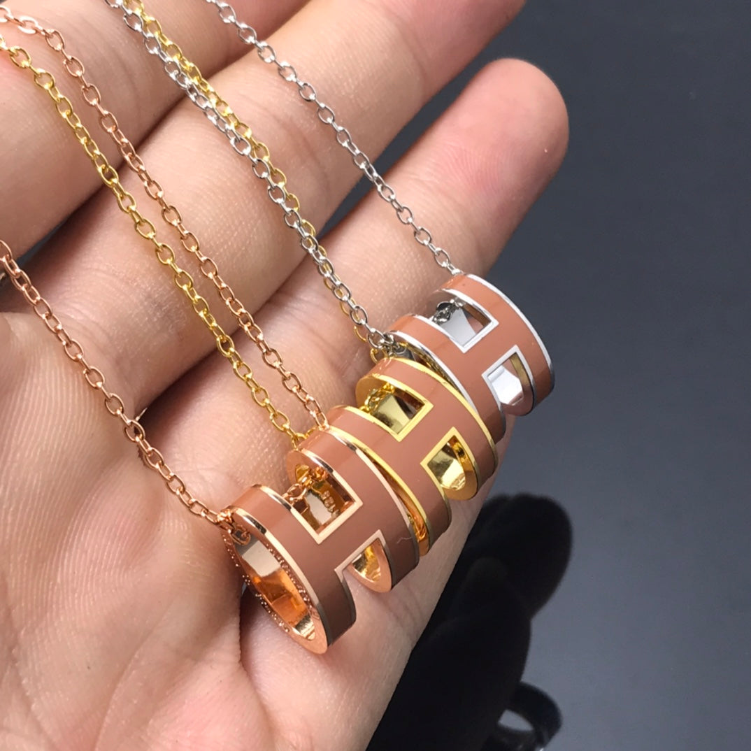 [⭐Clover Jewelry]H NECKLACE BROWN