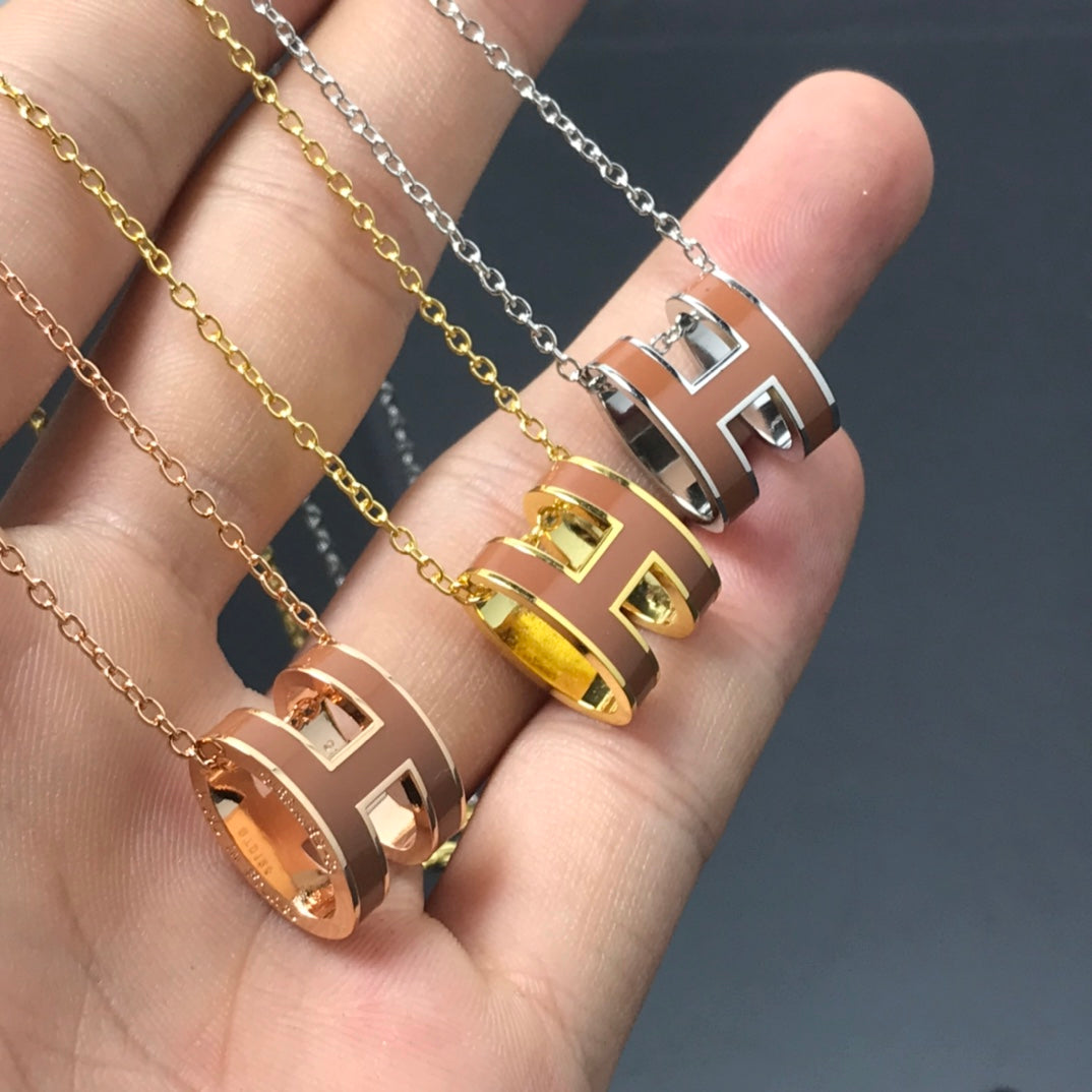 [⭐Clover Jewelry]H NECKLACE BROWN