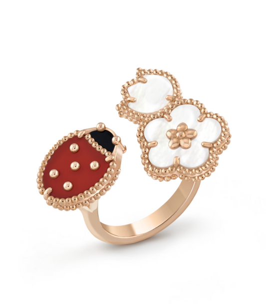 [⭐Clover Jewelry]LUCKY 3 MOTIF ROSE GOLD RING