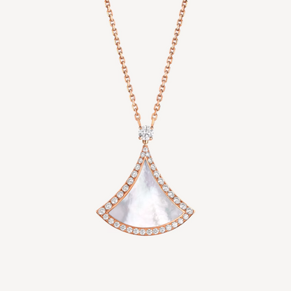 [⭐Clover Jewelry]DREAM MOP DIAMOND PAVED PINK GOLD NECKLACE