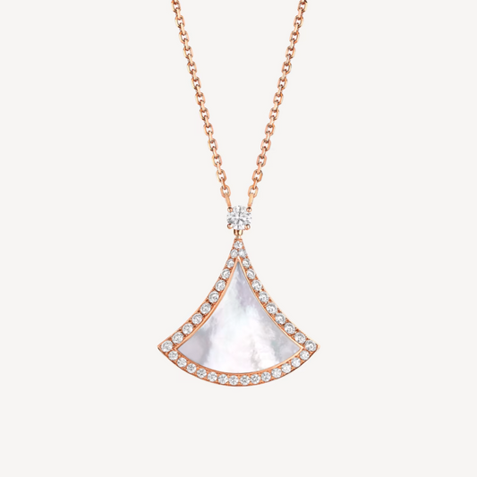 [⭐Clover Jewelry]DREAM MOP DIAMOND PAVED PINK GOLD NECKLACE