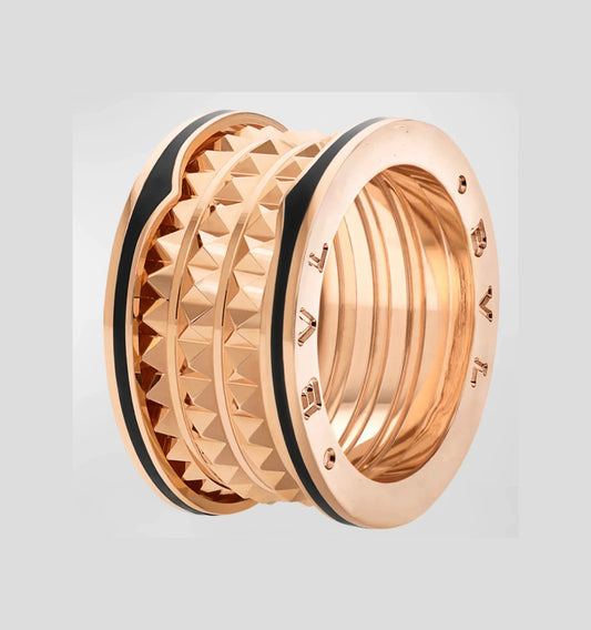 [⭐Clover Jewelry]ZERO 1 ROCK BLACK CERAMIC PINK GOLD LARGE MODEL