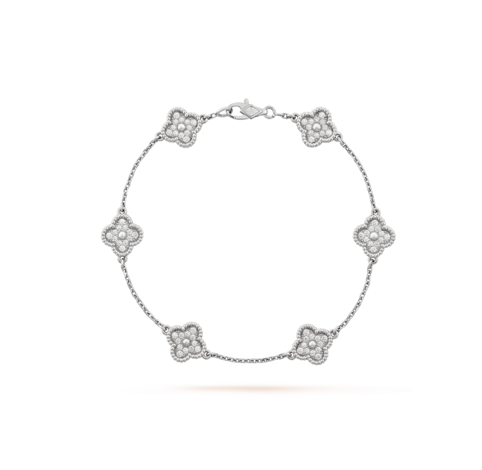 [⭐Clover Jewelry]CLOVER 6 MOTIF SILVER DIAMOND BRACELET