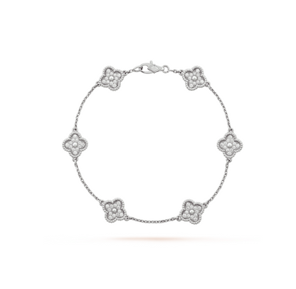 [⭐Clover Jewelry]CLOVER 6 MOTIF SILVER DIAMOND BRACELET