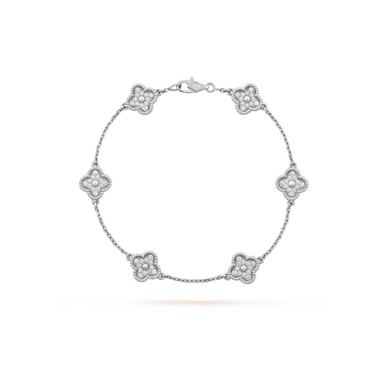 [⭐Clover Jewelry]CLOVER 6 MOTIF SILVER DIAMOND BRACELET